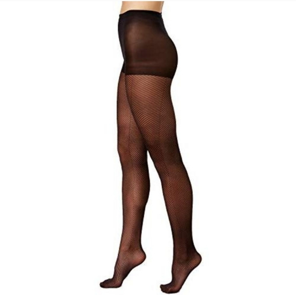 HUE Gotta Have It! Fabulous Sheers Herringbone Mesh Tights Size 1 In Black